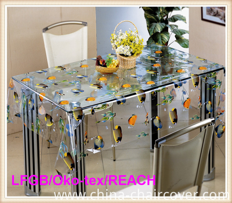 New Design PVC Printed Clear Tablecloth
